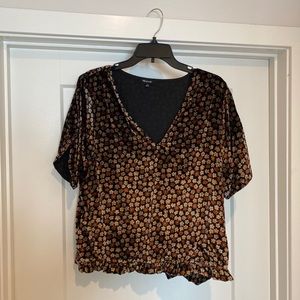 Madewell Tulip Sleeve Floral Velvet Top